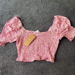 NWT Pink Smocked Women's Top
